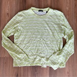 ATM Shirt Womens Small Green Striped Slub Jersey Destroyed Tee Sheer Pullover